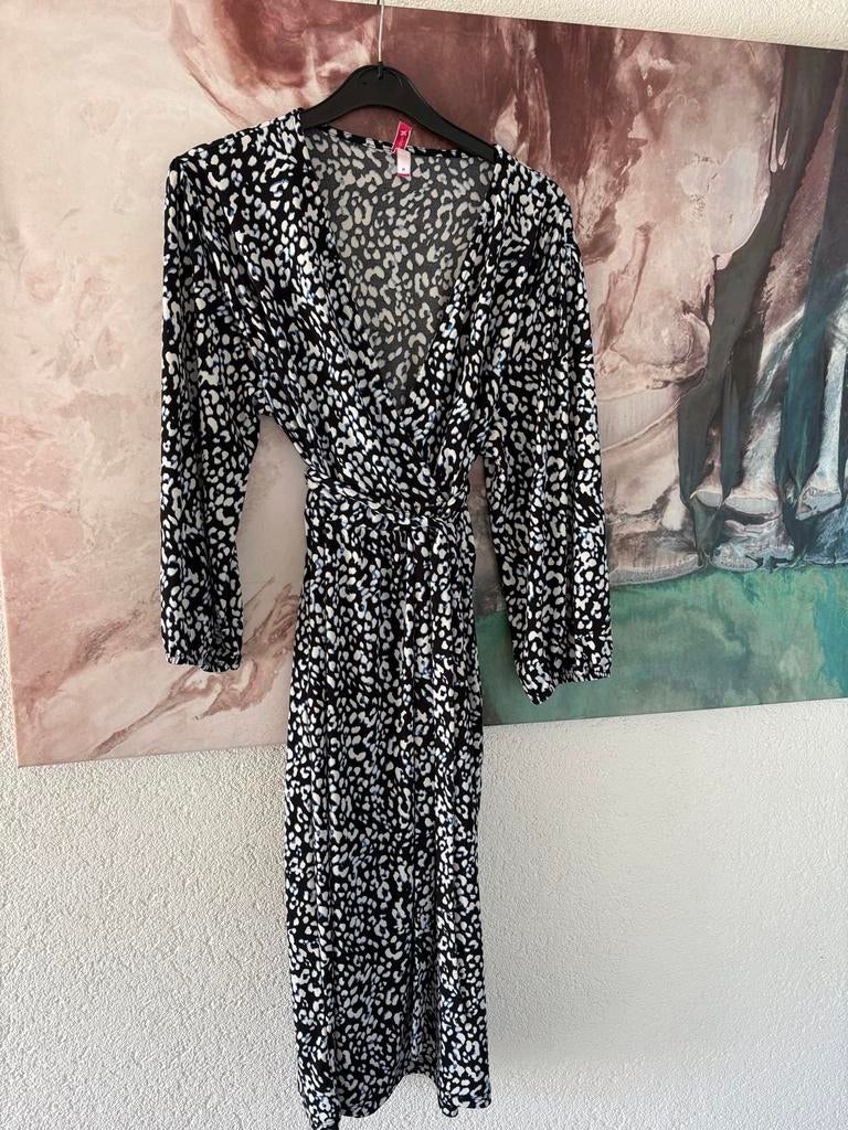 Miss Etam Studio M Overslagjurk ZGAN - Wit, Blauw, Zwart, Maat 38/40 (M), Verzenden, Wit, Zo goed als nieuw