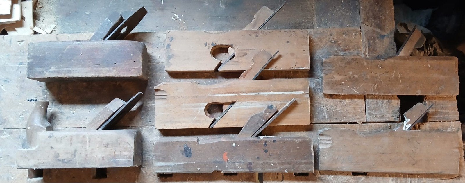 Vintage schaven en meetgereedschap, kruishout nooitgedagt, Ophalen of Verzenden