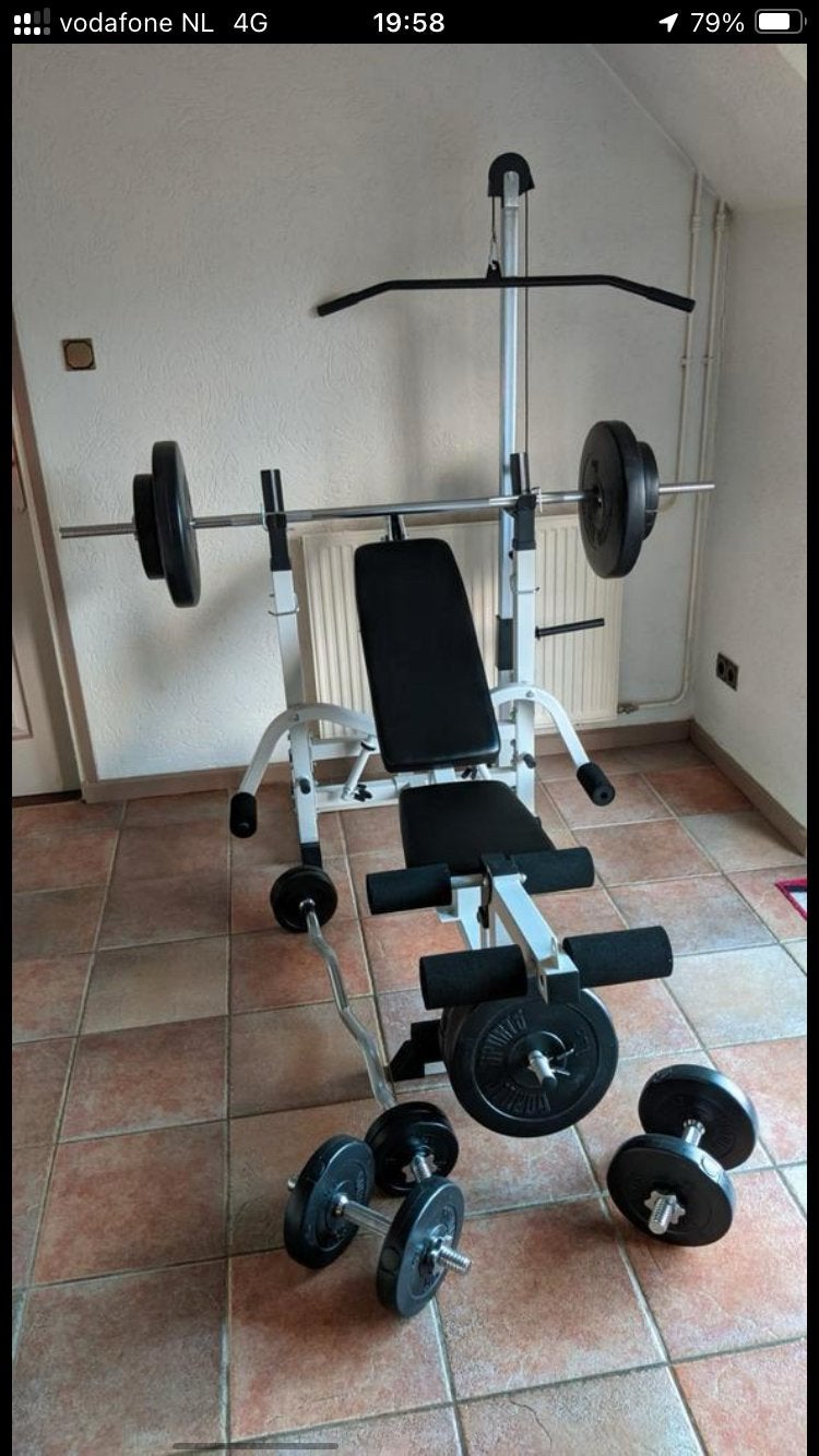 Gorilla Complete Fitness Set: Krachtstation, Halters, Matten, Ophalen, Gebruikt, Fitnessbank