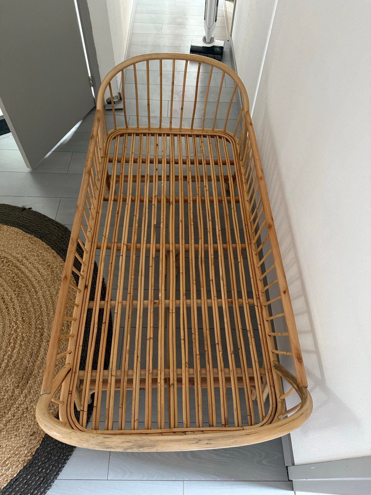 Rotan kinderbed  140x70 cm- Vintage stijl, Ophalen, Zo goed als nieuw, Overige typen