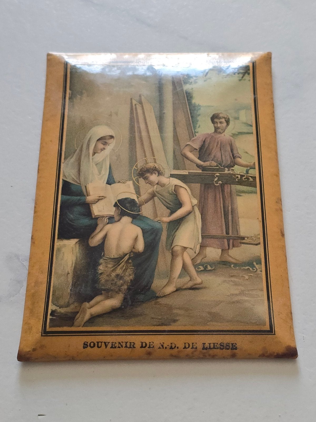 antiek 19e eeuws bol emaille religieus souvenirbord  €59, Ophalen of Verzenden