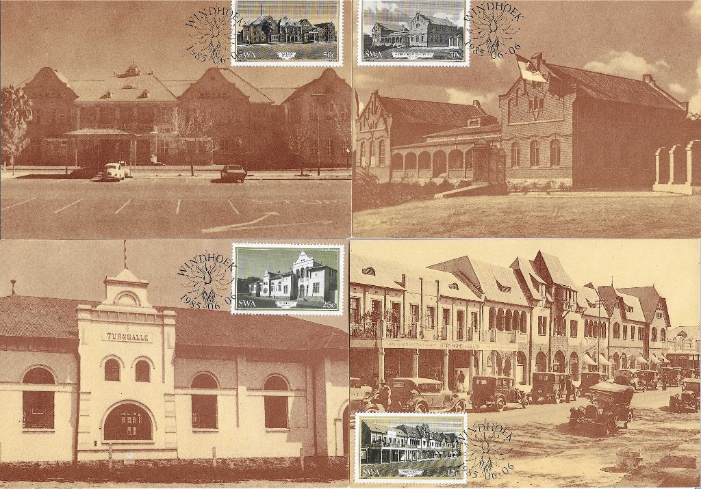 Postzegels set van 4 maxikaarten Windhoek SWA Namibie, Ophalen of Verzenden, Overige landen, Gestempeld