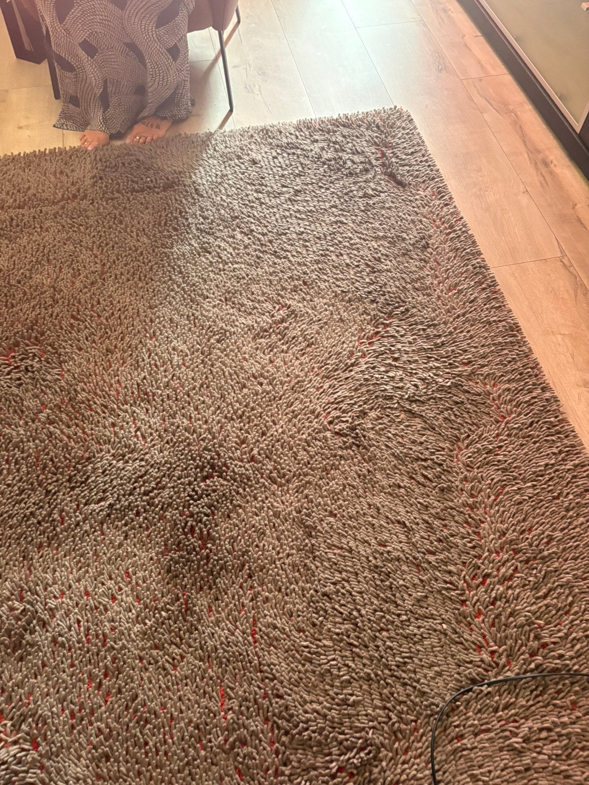 Luxe dubbel geweven hoogpolig vloerkleed – Taupe/Terracotta, Huis en Inrichting, Stoffering | Tapijten en Kleden, Ophalen, Zo goed als nieuw