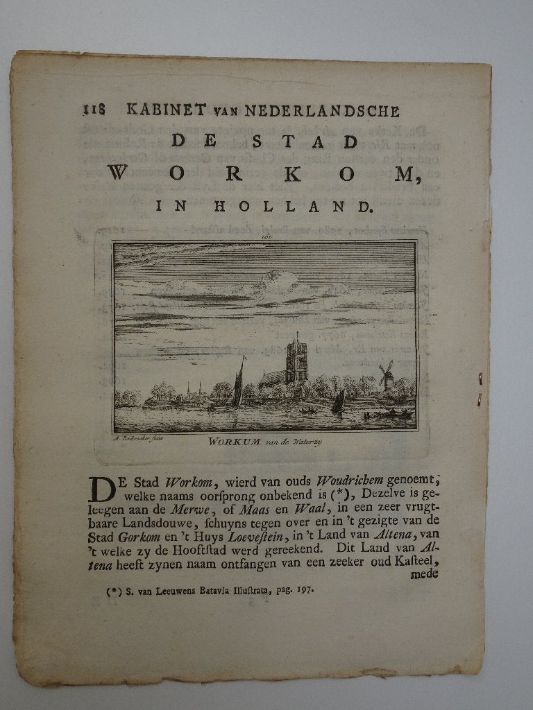 Boekje met 3 gravures zicht op Woudrichem Rademaker, 1750, Antiek en Kunst, Stadsgezicht, Ophalen of Verzenden, Gravure, Origineel