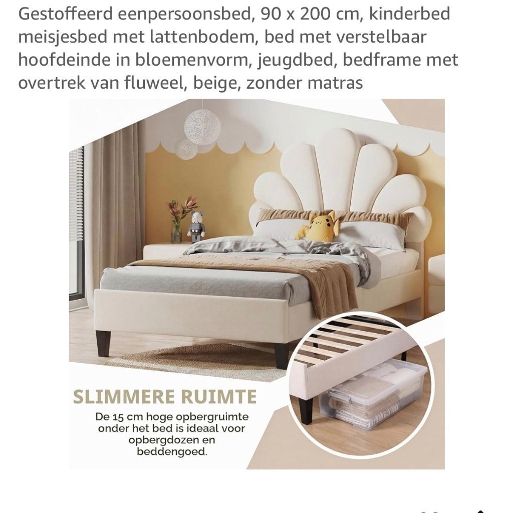 Meisjesbed 90x200, Ophalen, 85 tot 100 cm, Zo goed als nieuw, Lattenbodem