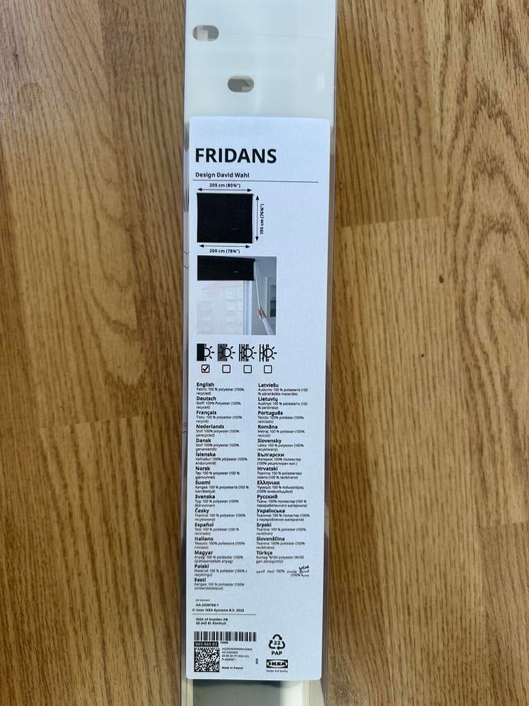 Rolgordijn IKEA fridans NIEUW, Huis en Inrichting, Stoffering | Gordijnen en Lamellen, Ophalen, Zwart, Nieuw, 200 cm of meer
