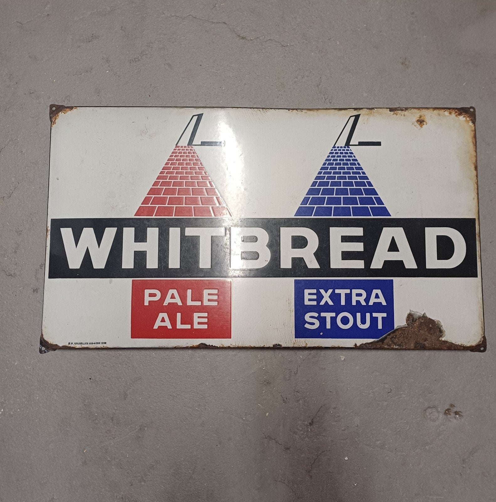 Whitbread emaille reclamebord uit 1938 - 85x50cm, Ophalen of Verzenden
