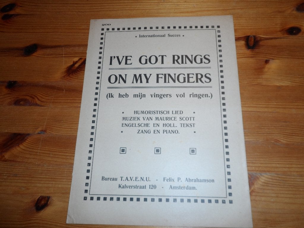 I've got rings on my fingers - maurice scott, Muziek en Instrumenten, Piano, Gebruikt, Ophalen of Verzenden, Artiest of Componist