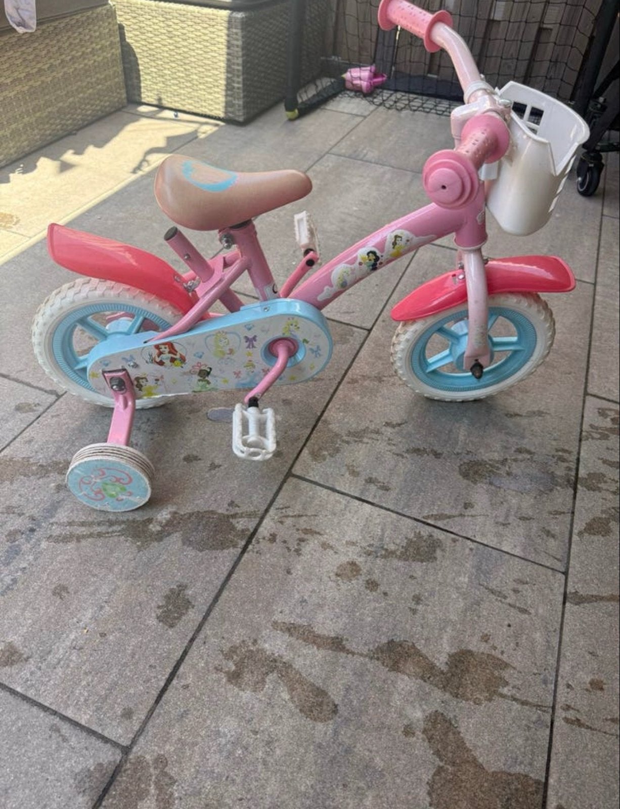 Disney Prinsessen meisjesfiets 10 inch met zijwieltjes, Ophalen, Gebruikt, Minder dan 16 inch, Zijwieltjes