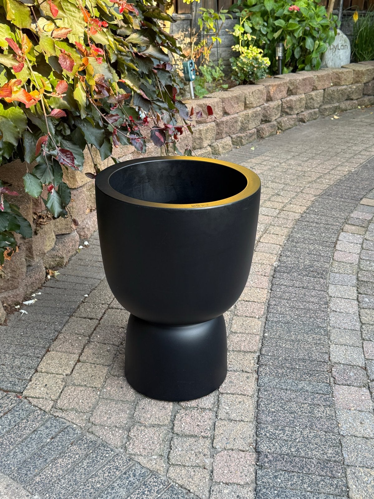 Elho pure coupe Bloempot Zwart -, Tuin en Terras, Bloempotten, Kunststof, Balkon, Rond, Zo goed als nieuw