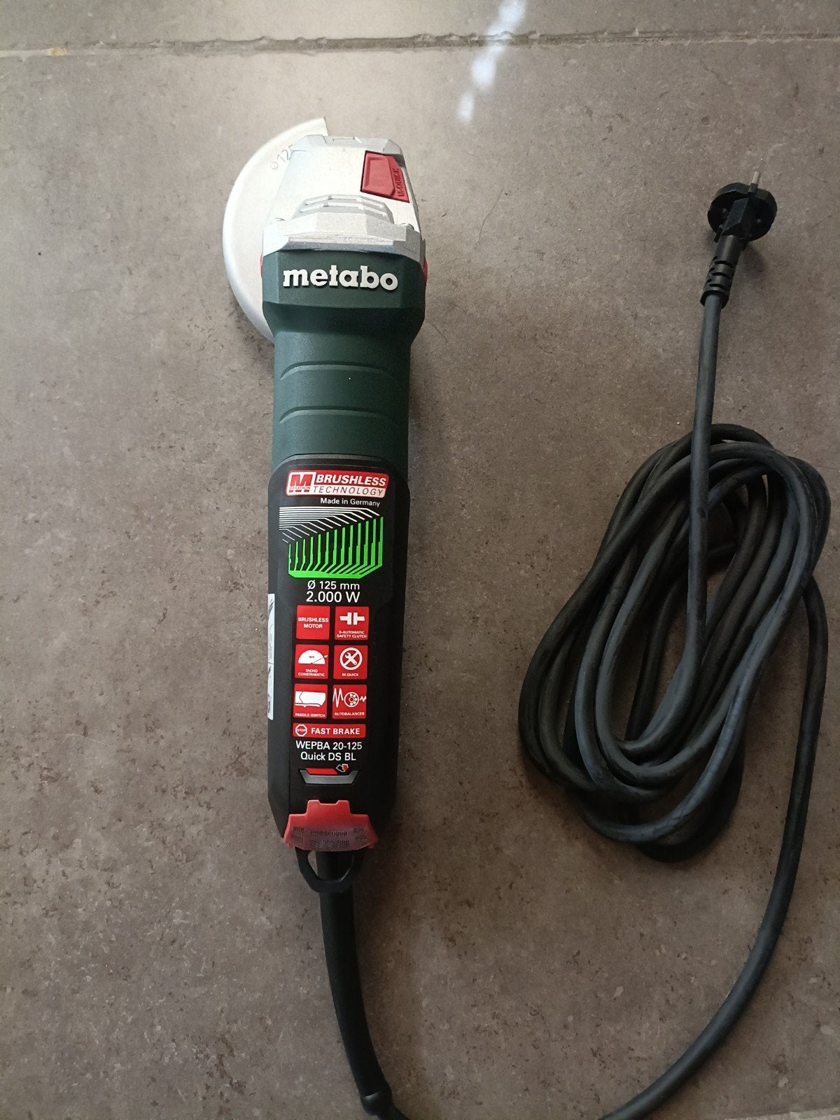 Metabo WEPBA 20-125 Quick DS BL Haakse Slijper 2000W, Ophalen of Verzenden, Nieuw, 1000 watt of meer, Haakse handslijpmachine