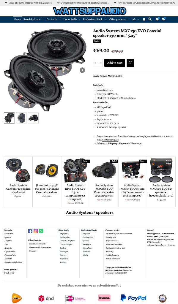 Audio System MXC130 EVO Coaxial speaker 130 mm / 5.25'', Info@optimount.nl, Nieuw, Ophalen of Verzenden, Anholtseweg 48A 7091 HB DINXPERLO
