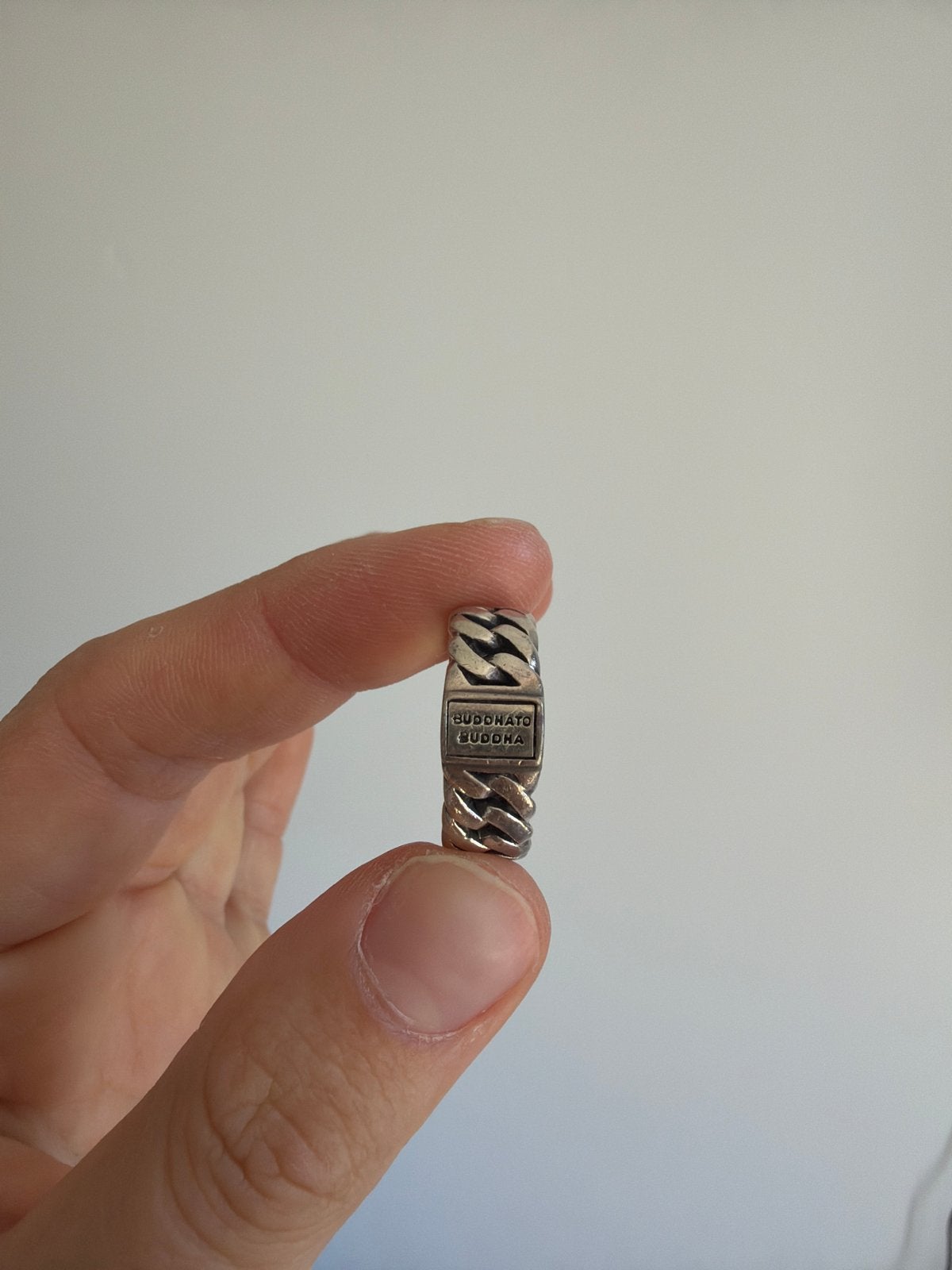 Buddha to Buddha ring zilver 925 maat 18, Sieraden, Tassen en Uiterlijk, Ringen, Ophalen, 18 tot 19, Gebruikt, Dame of Heer