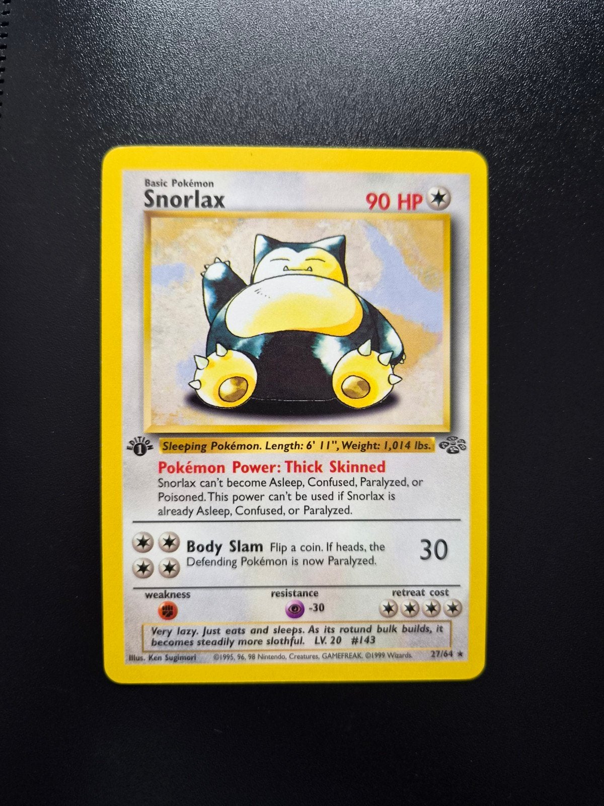 Snorlax 27/64 Pokemon Jungle 1st edition, Hobby en Vrije tijd, Ophalen of Verzenden, Zo goed als nieuw, Booster