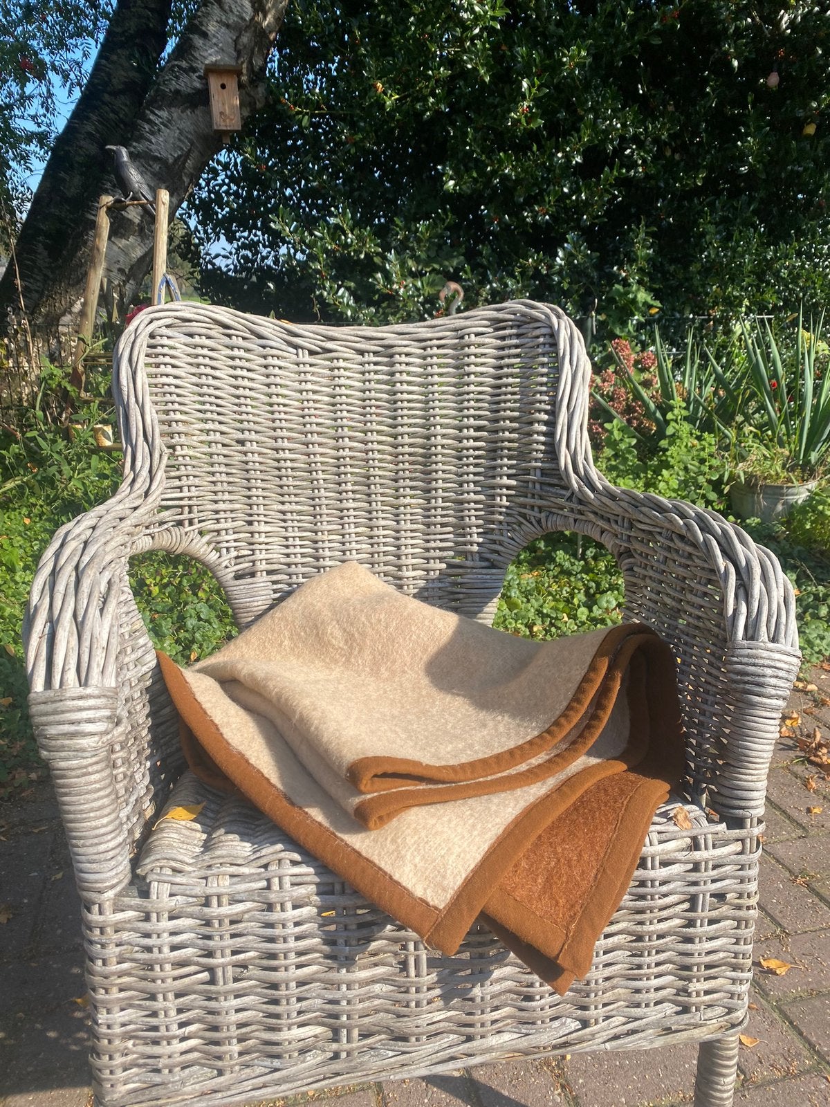 Mooie vintage bruin wollen  baby dekentje, Ophalen of Verzenden, Zo goed als nieuw