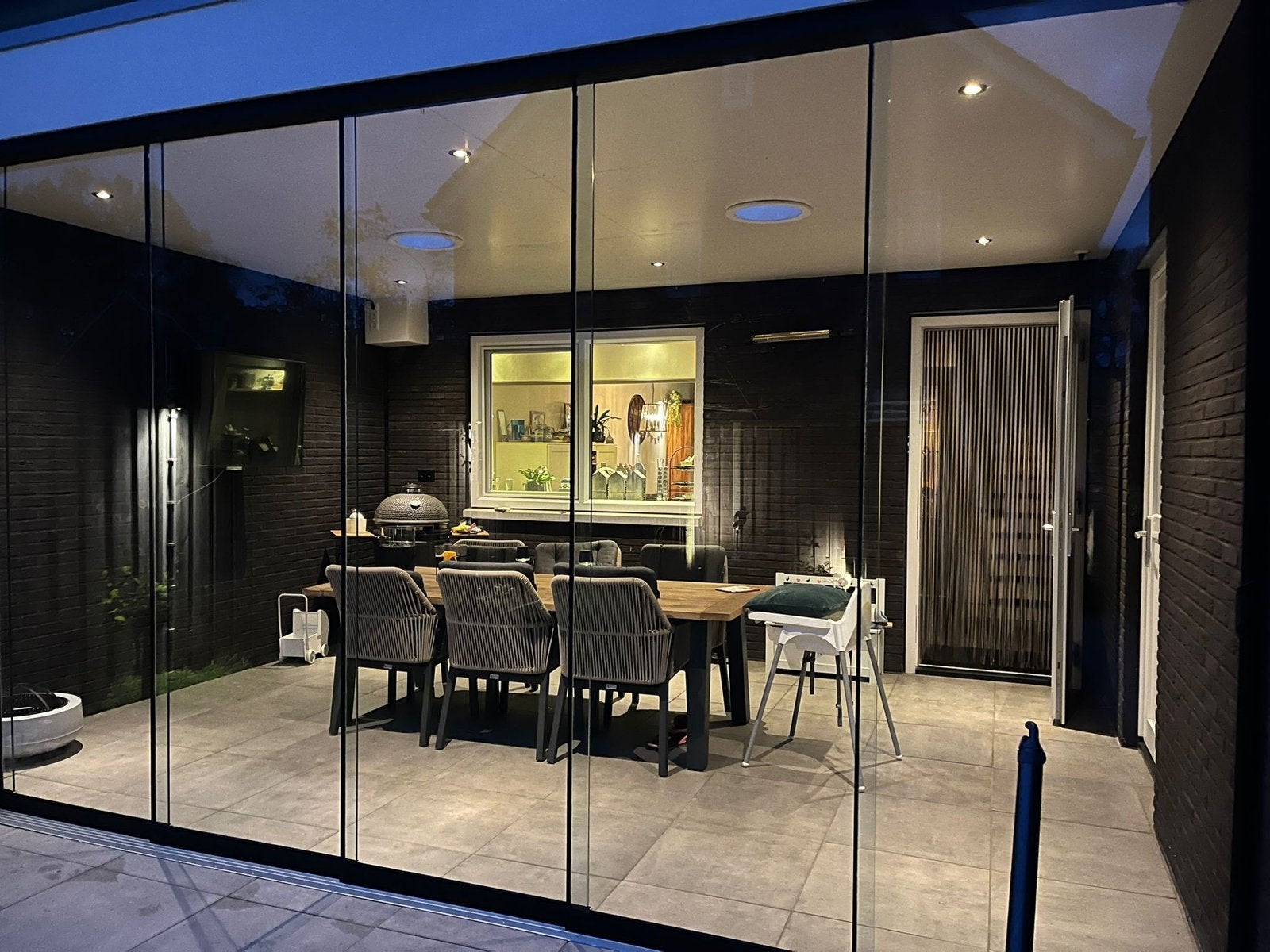 6 glaspanelen overkapping 5.4m breed en 2.7m hoog, Tuin en Terras, Overkappingen, Ophalen, Zo goed als nieuw, Veranda