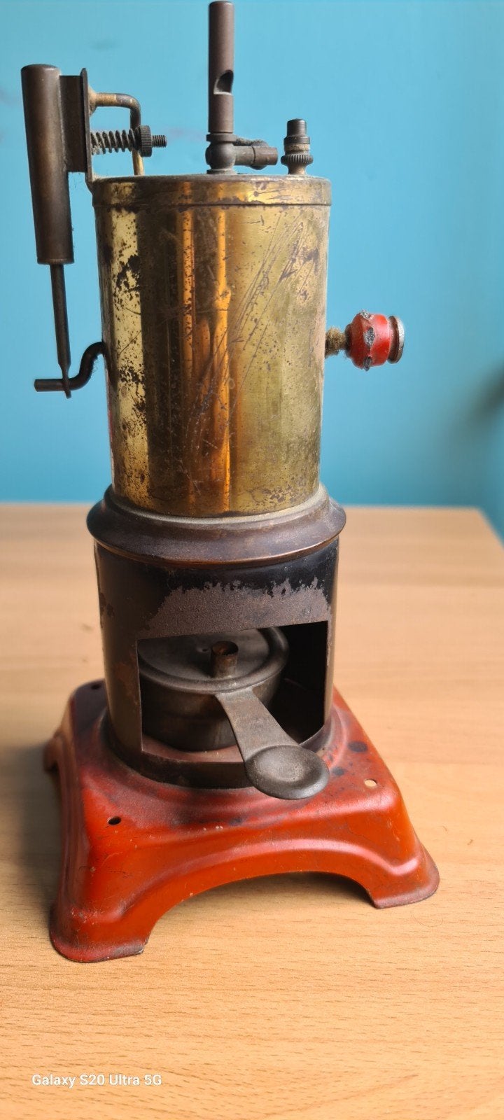 Antieke stoommachine model, messing en gietijzer, Antiek en Kunst, Ophalen of Verzenden