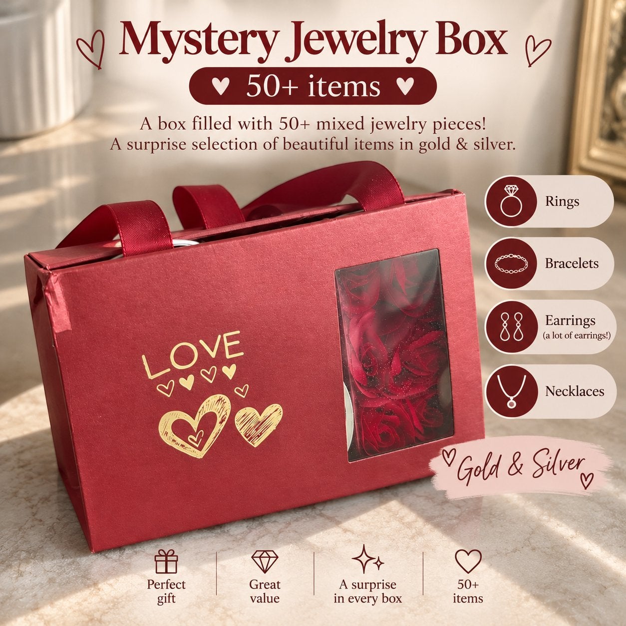 Mystery Sieraden Box - 50+ Gouden & Zilveren Items, Ophalen of Verzenden, Nieuw