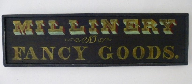 Antiek reclame bord/houten paneel/hoeden- modewinkel, Reclamebord, Ophalen of Verzenden, Zo goed als nieuw, B6