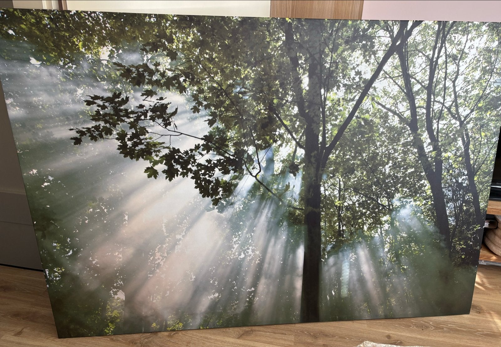 IKEA PREMIÄR Wandschilderij Bos Zonnestralen XXL, Ophalen, Zo goed als nieuw