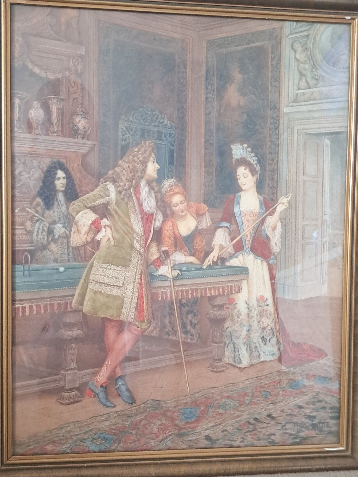19e eeuws  romantisch gezelschap  36 x 48 cm, Ophalen of Verzenden