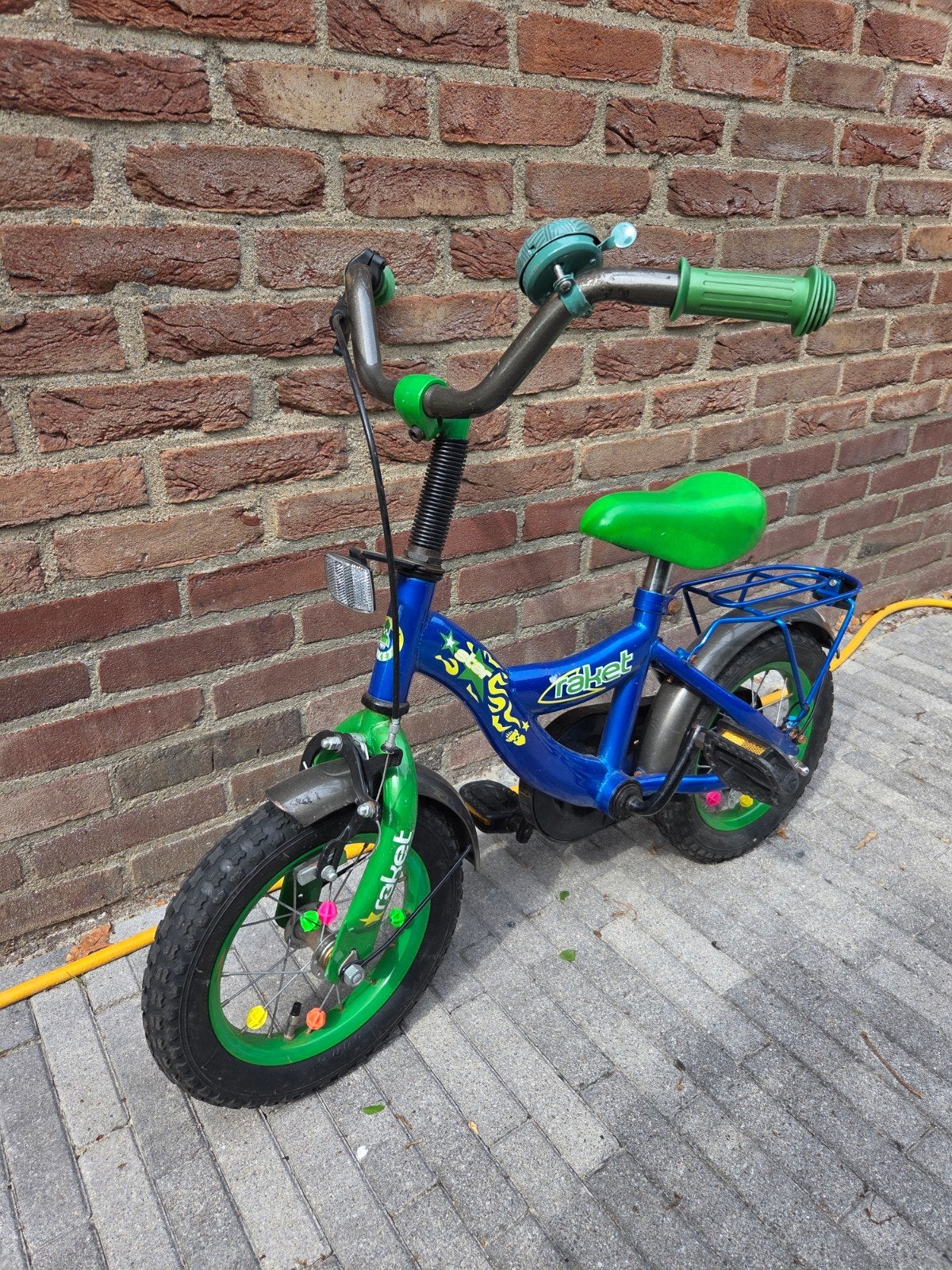 Kinderfiets Raket - Blauw/Groen - 12 inch, Ophalen, Terugtraprem, Gebruikt, Raket