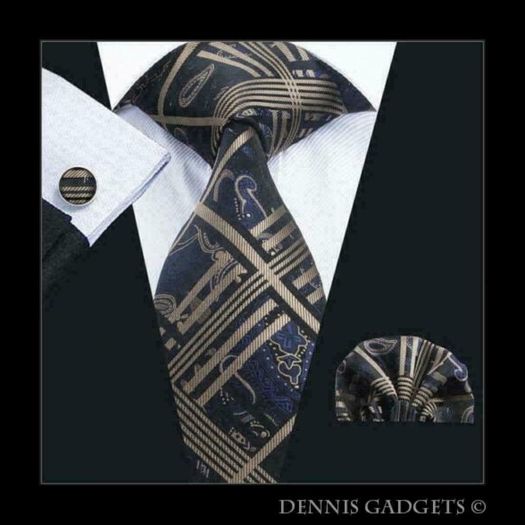 Dennis Gadgets: 100 % zijden stropdas ( 3 delig !! ) DG 1714, Ophalen of Verzenden, Nieuw, Blauw, Met patroon