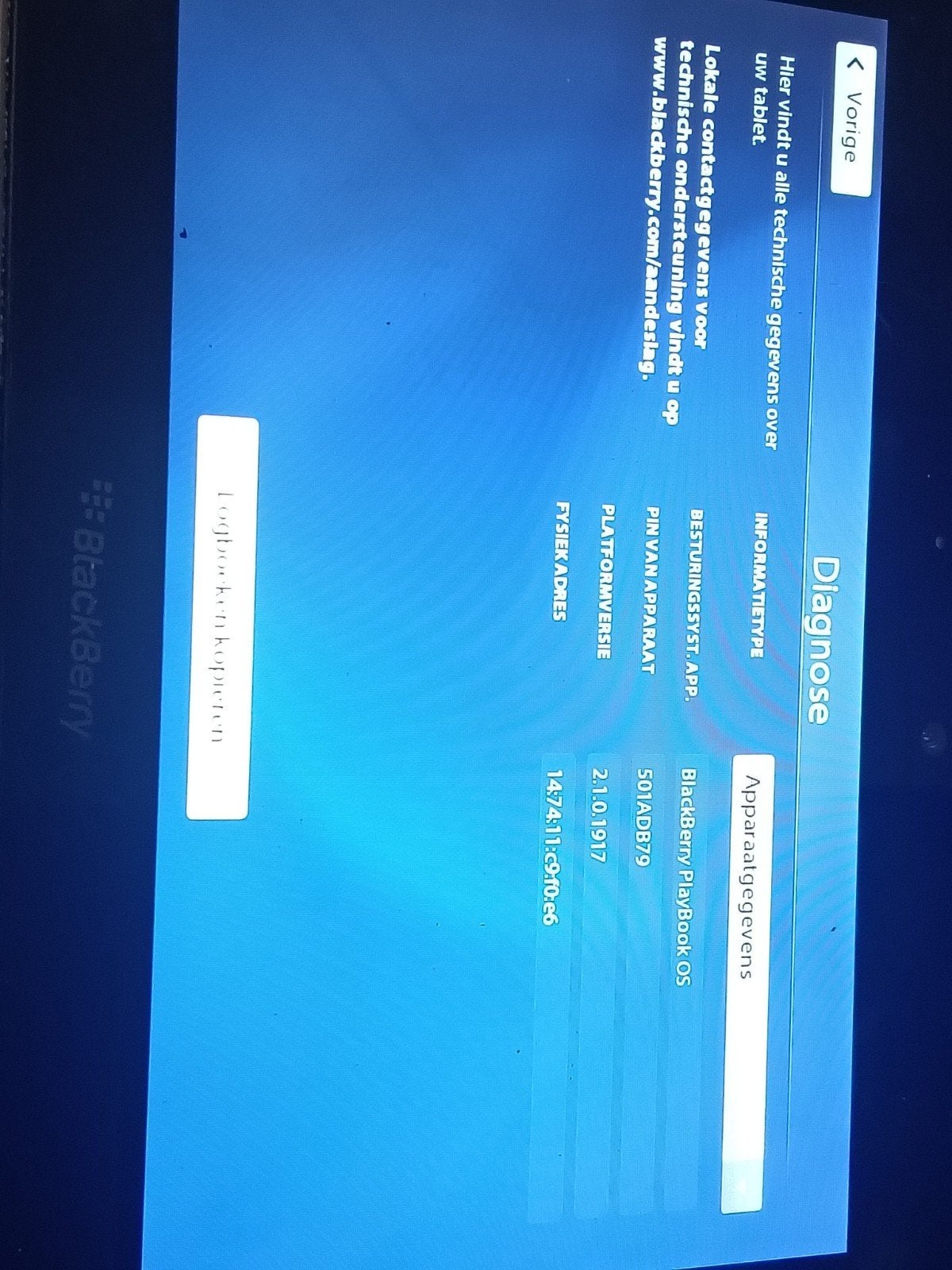 BlackBerry PlayBook Tablet - Diagnosescherm, Gebruikt, PlayBook, Ophalen of Verzenden, Wi-Fi