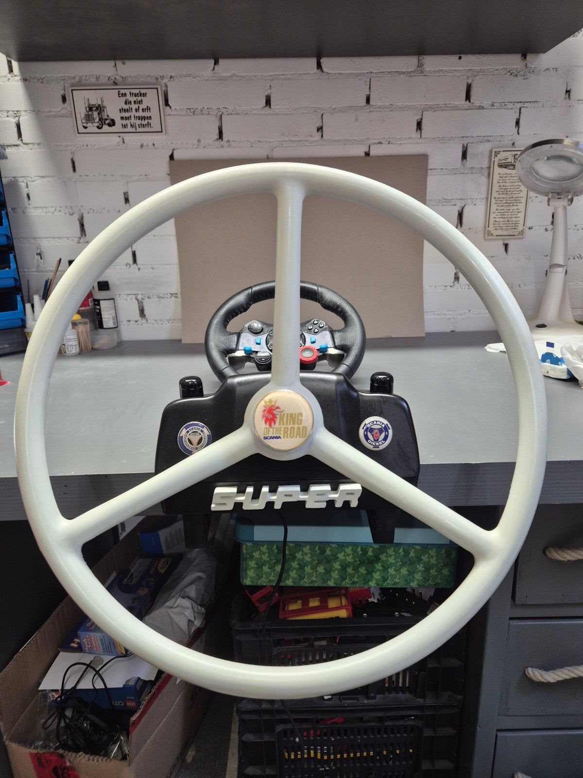 Logitech G29 Truck Simulator Setup met Extra wit Stuur, Racestuur, Gebruikt, Force feedback, Ophalen of Verzenden