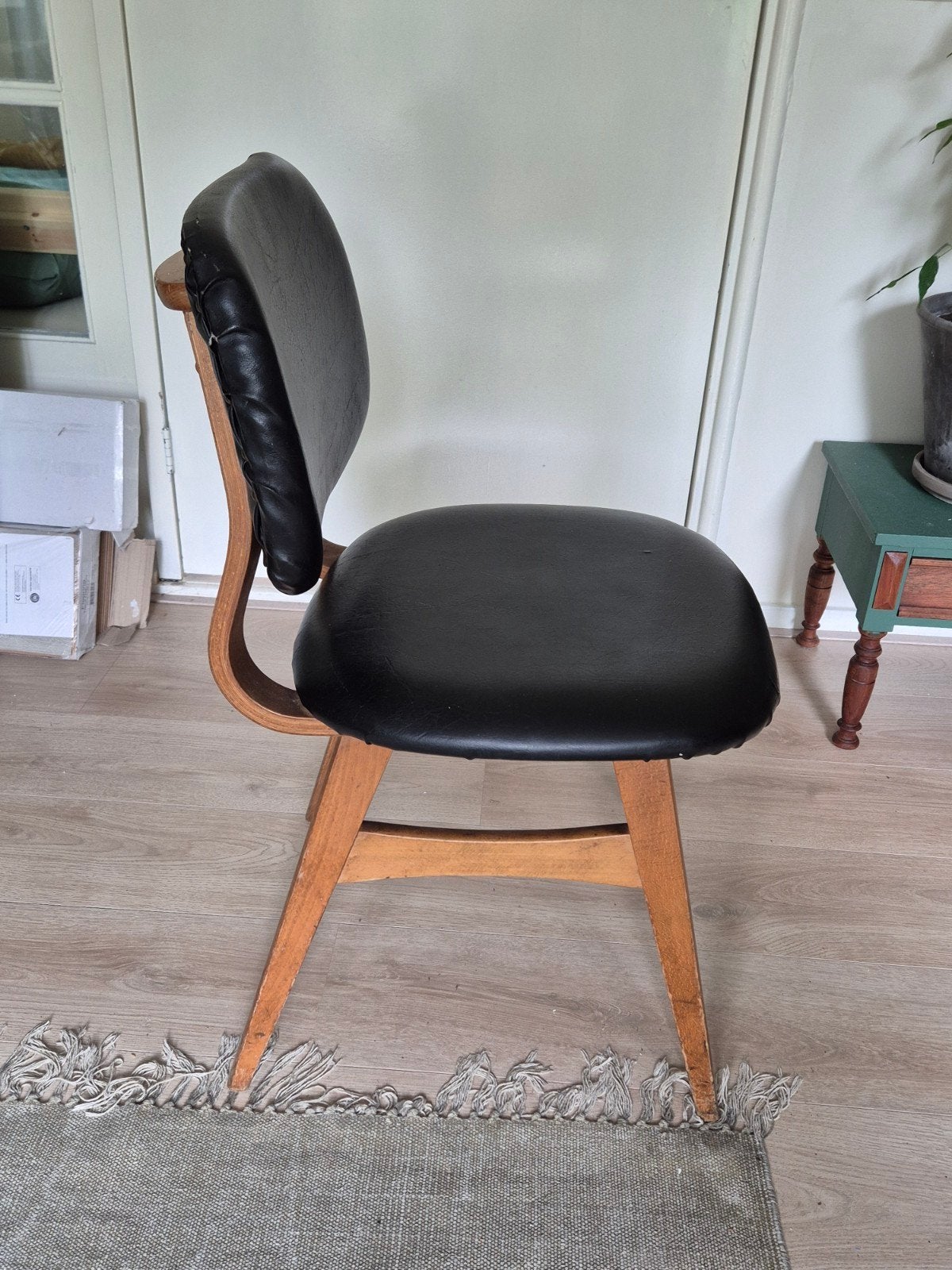 50's design vintage eetkamerstoel, Ophalen, Gebruikt, Zwart, Eén