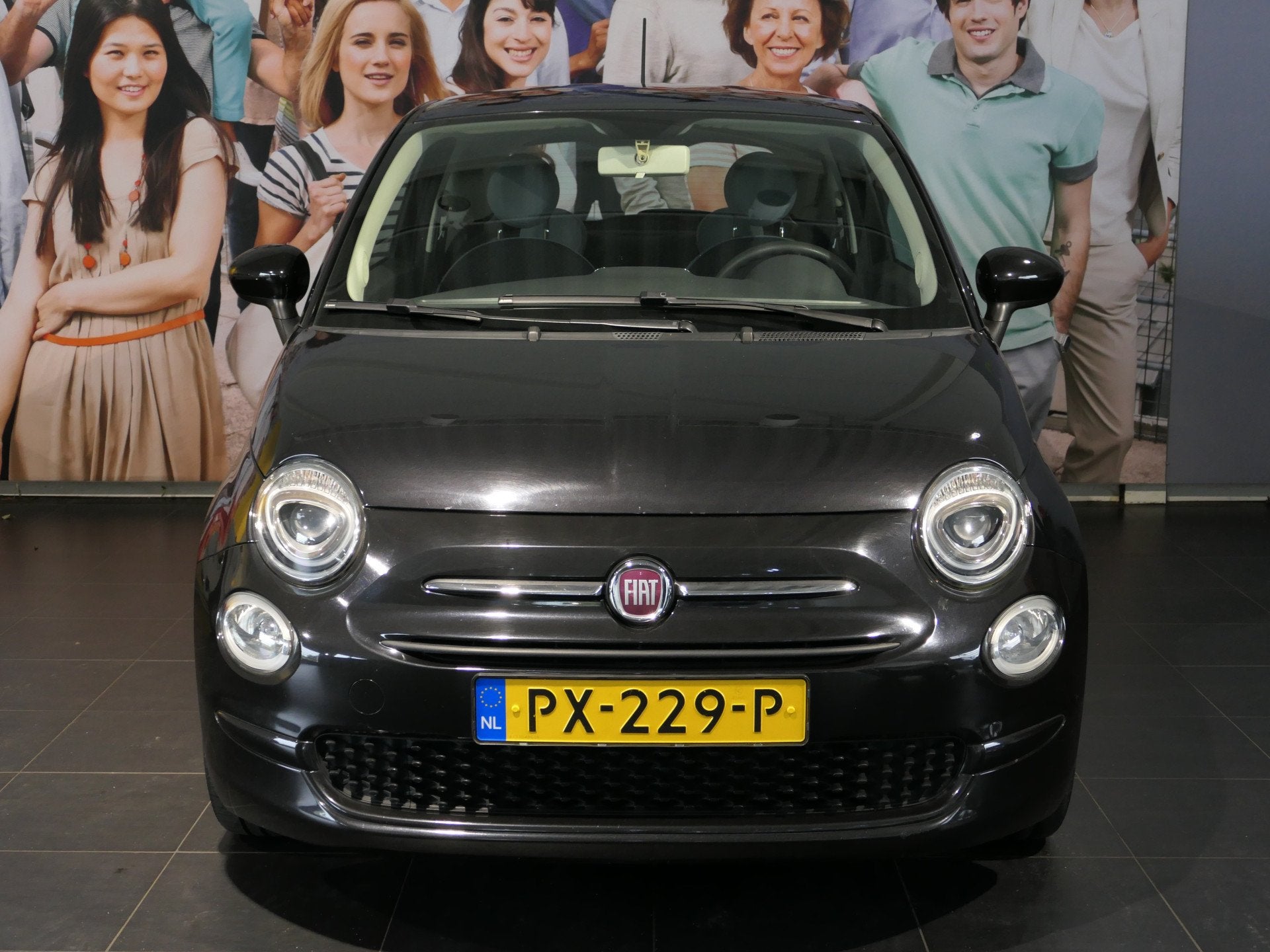 Fiat 500 1.0 TwinAir Pop Airco, Cruise, LMV (bj 2017), Stof, Gebruikt, 840 kg, Zwart