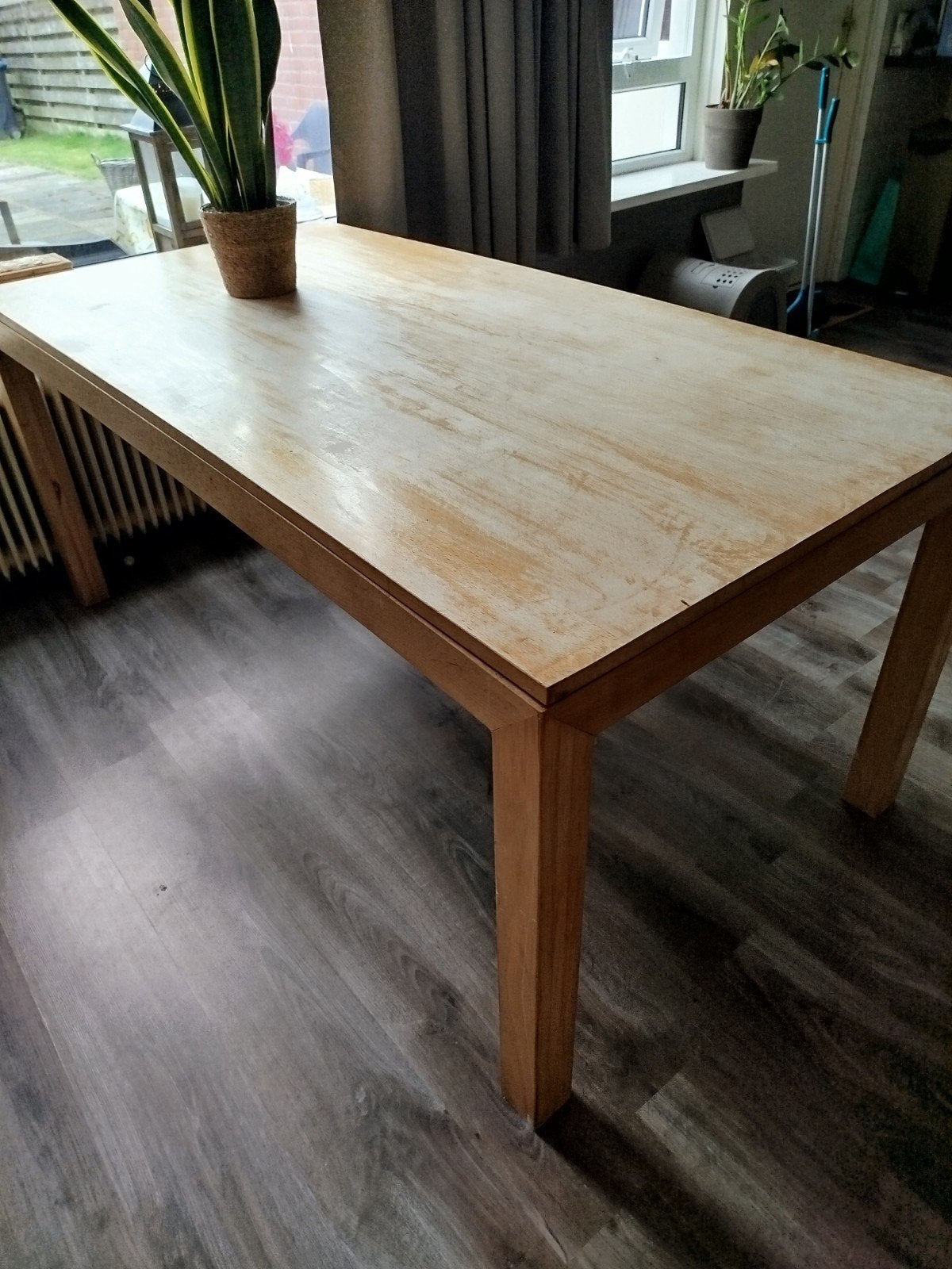Massief houten eettafel 6 persoons!, Huis en Inrichting, Tafels | Eettafels, Ophalen, Gebruikt, 50 tot 100 cm, Modern Landelijk