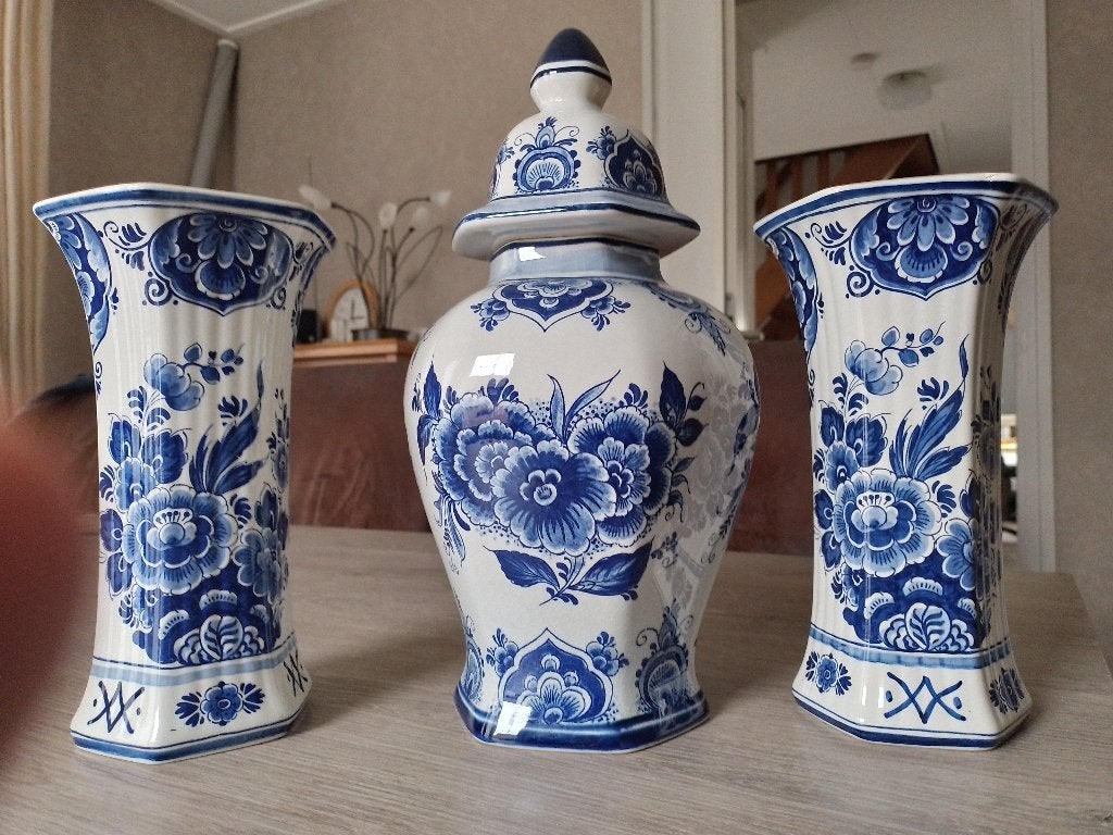 Delfts Blauwe kastvazen en Pot Set - Handwerk Holland, Ophalen
