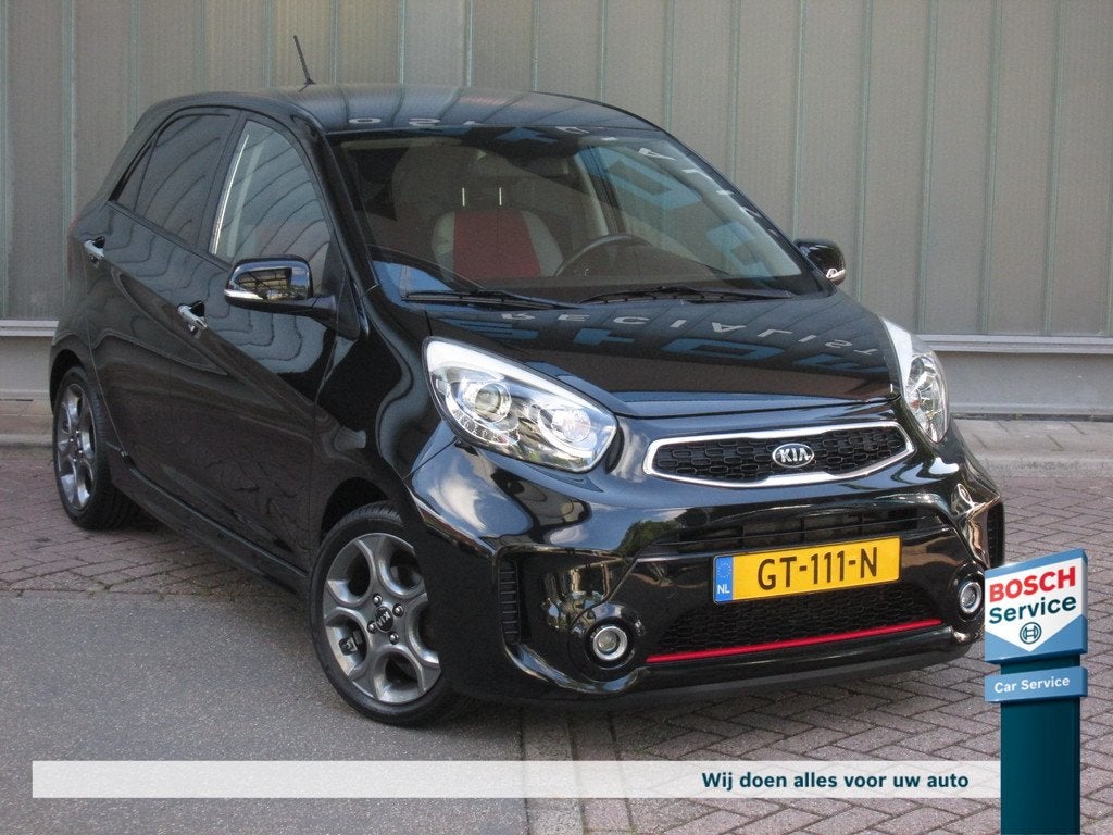 KIA Picanto 1.2 CVVT 85 PK SportsLine, Auto's, Stof, Gebruikt, 4 cilinders, Zwart