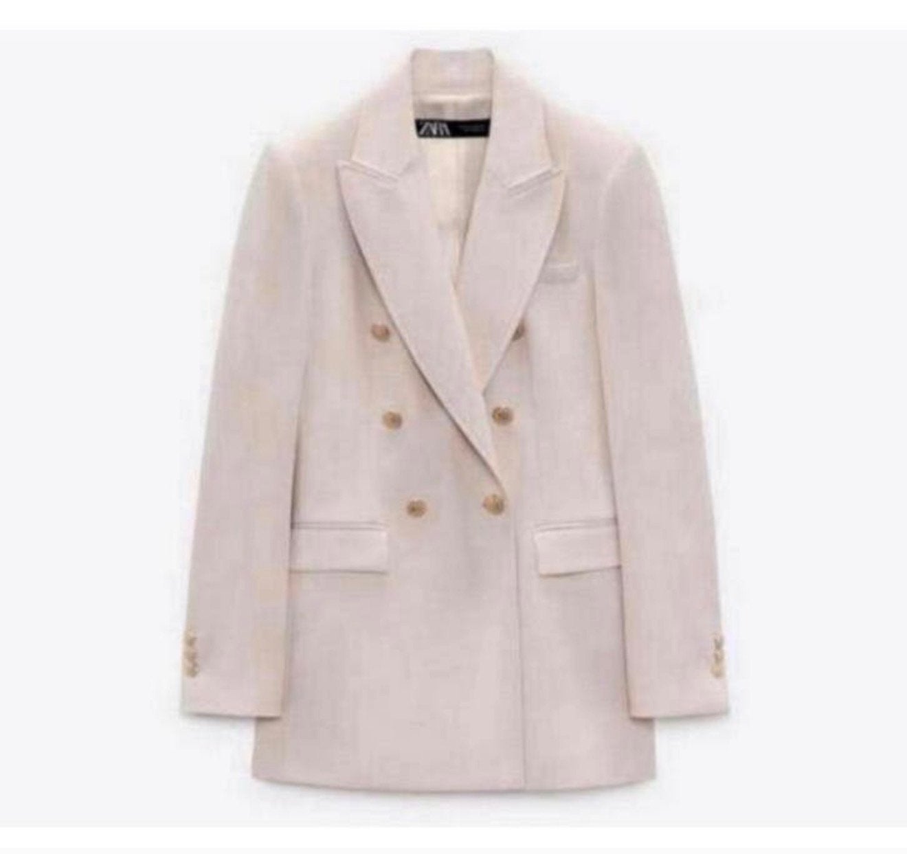 Zara Lange Double Breasted Blazer jack NIEUW S beige-roze, Beige, Nieuw, Ophalen of Verzenden, H