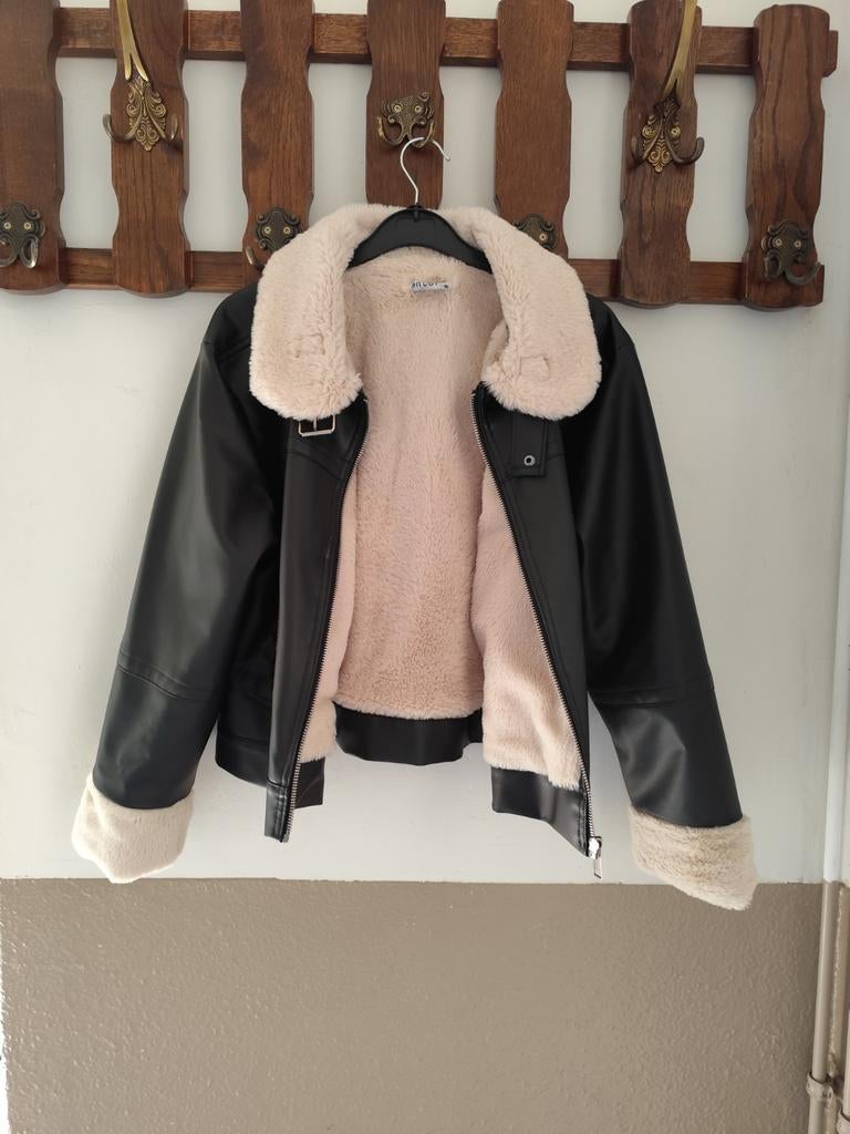 Leren gevoerde Jasje maat 38, Kleding | Dames, Ophalen of Verzenden, Zo goed als nieuw, Maat 38/40 (M), Zwart