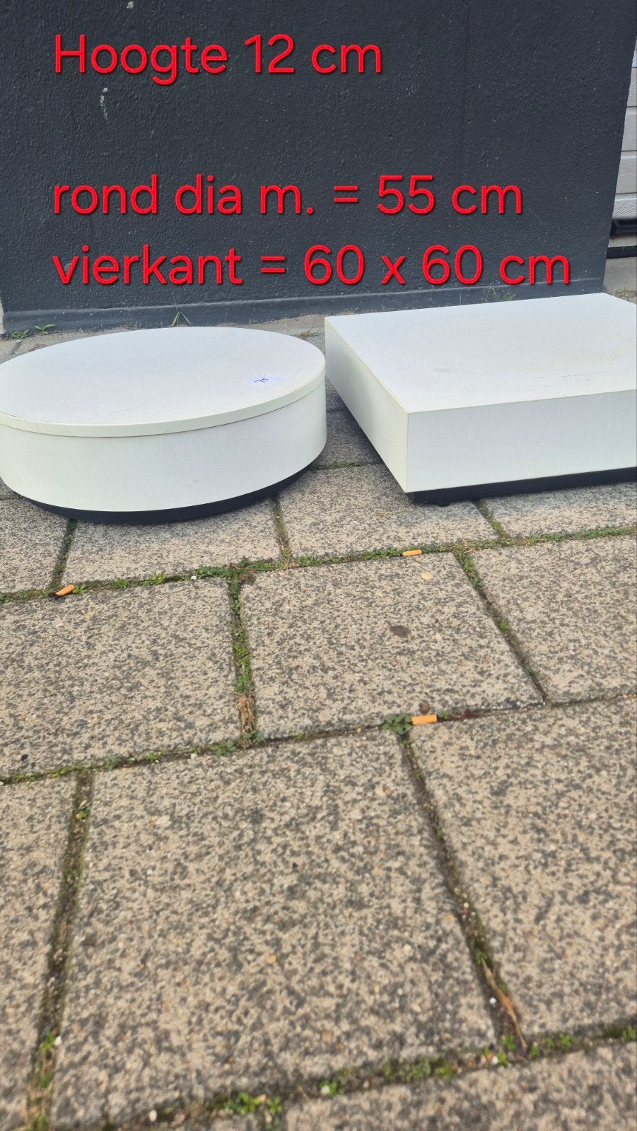 Witte display verhogers - Rond en Vierkant (8 stuks), Ophalen, Gebruikt, Wit, Hout