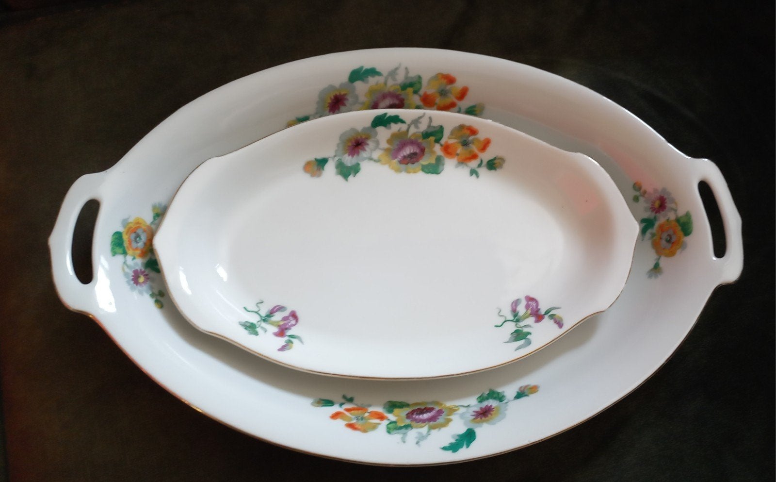 Set van 2 ovale schalen met bloemmotief, Ophalen of Verzenden