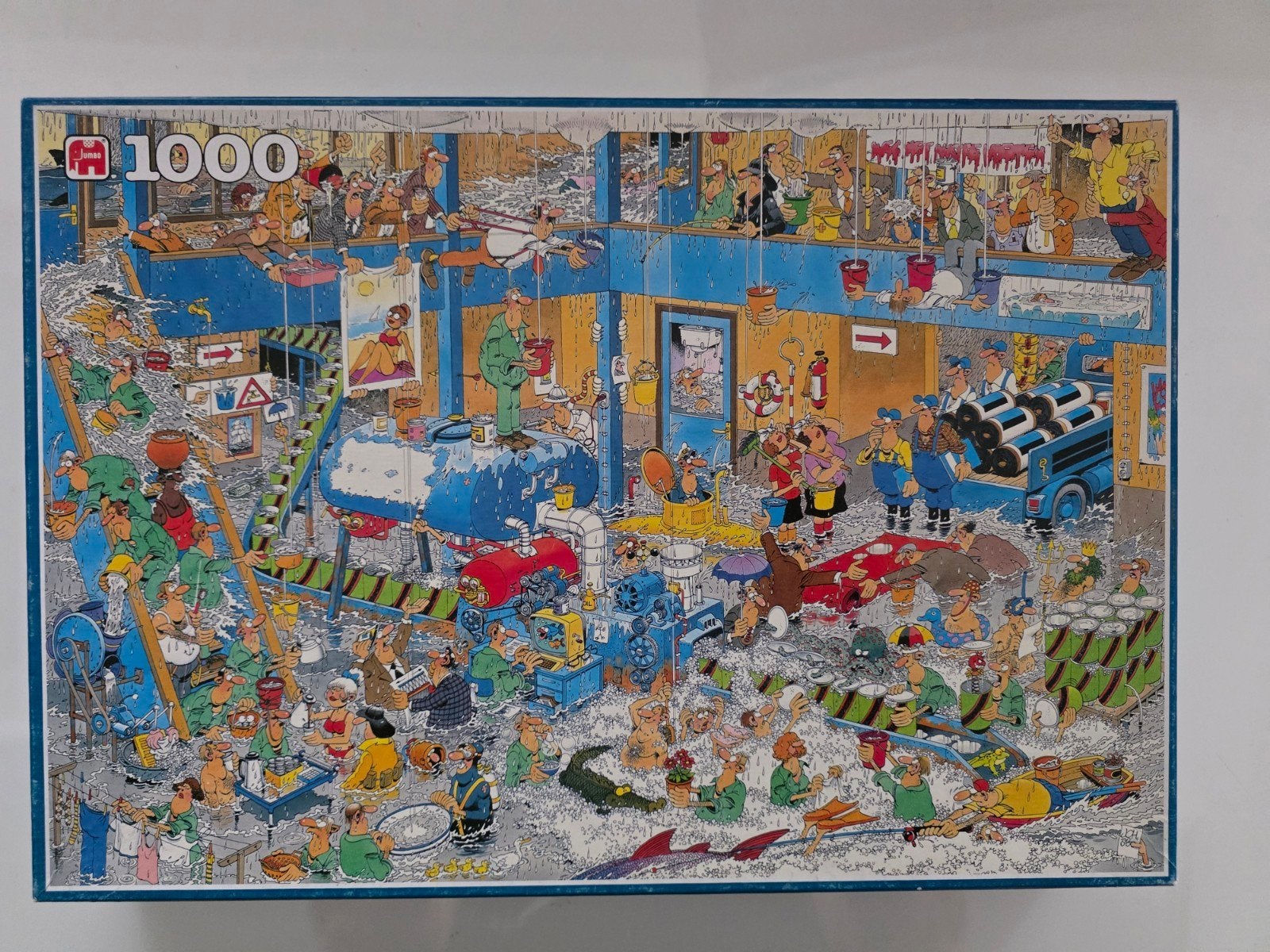 Jan van Haasteren De Lekkage 1000 stukjes compleet, Hobby en Vrije tijd, Denksport en Puzzels, Ophalen of Verzenden, 500 t/m 1500 stukjes