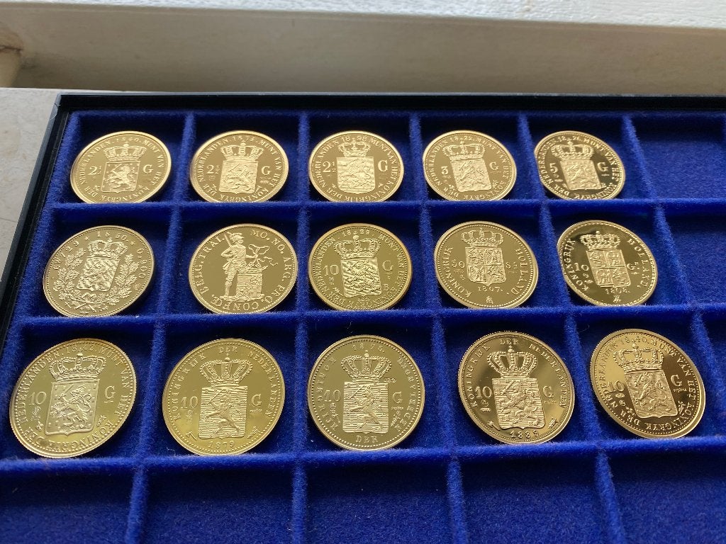 Set van 15 replica gouden munten - Nederlandse Koningen, Setje, Koning Willem I, Zilver, Overige waardes