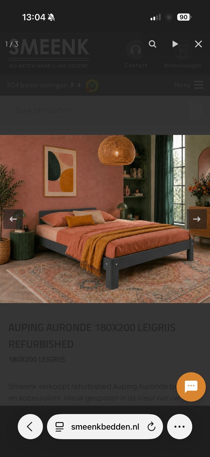 Auping Auronde tweepersoonsbed 160x210 met hoofdbord, Huis en Inrichting, Ophalen, 210 cm, Tweepersoons, Zo goed als nieuw