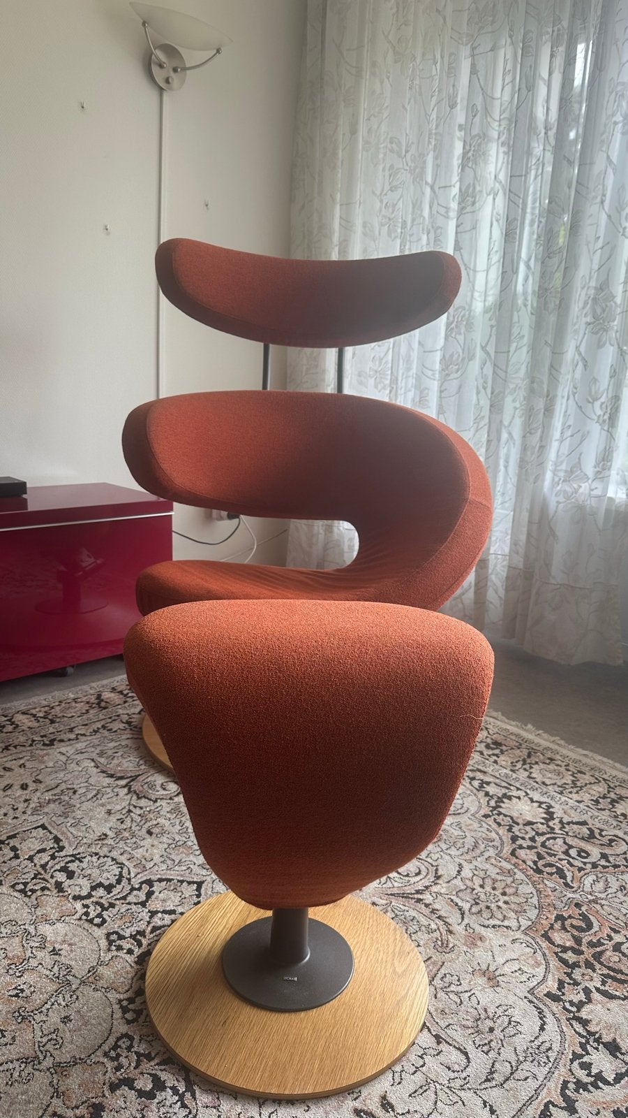 Iconische Variér(Stokke) Peel Lounge Fauteuil /Hocker Oranje, Huis en Inrichting, Fauteuils, Ophalen, Gebruikt, 75 tot 100 cm
