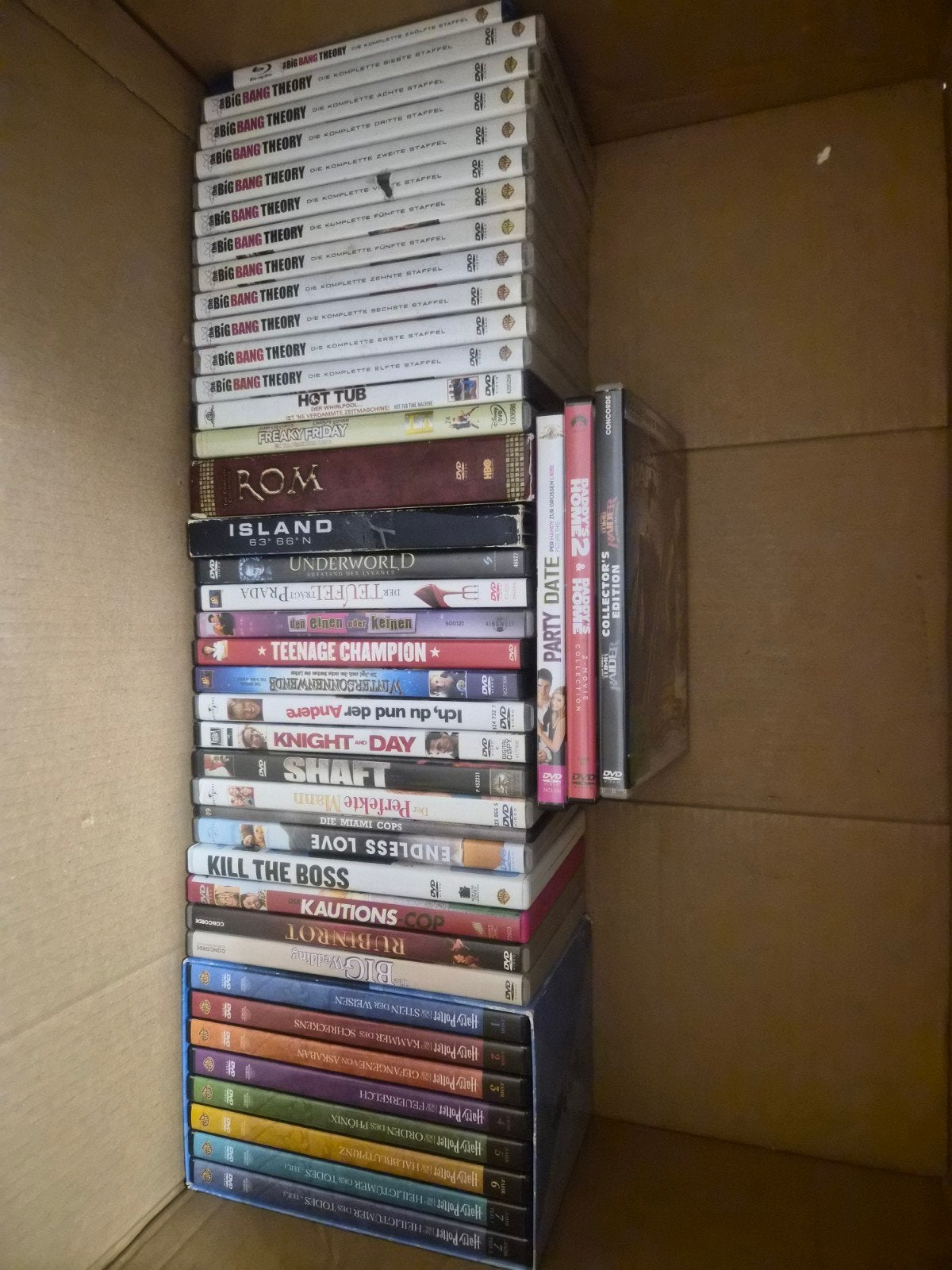 DVD's in 1 koop: Harry Potter, Big Bang Theory & meer, Gebruikt, Nederlands, Ophalen of Verzenden, Inclusief doosje
