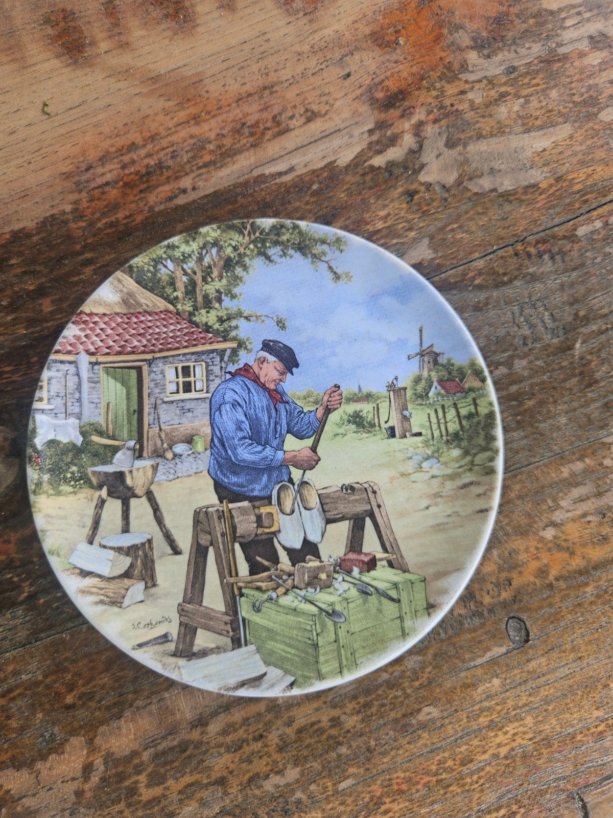 Decoratief wandbord "De Klompenmaker" - J.C. van Hunnik, Ophalen of Verzenden