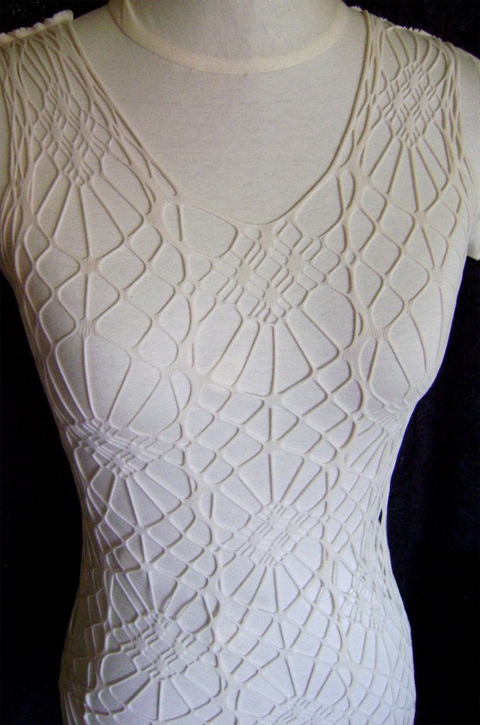 creme fishnet jurk net kant sexy rave fetish gogo cyber psy, Overige kleuren, Verzenden, Nieuw, Fishnet mesh jurk