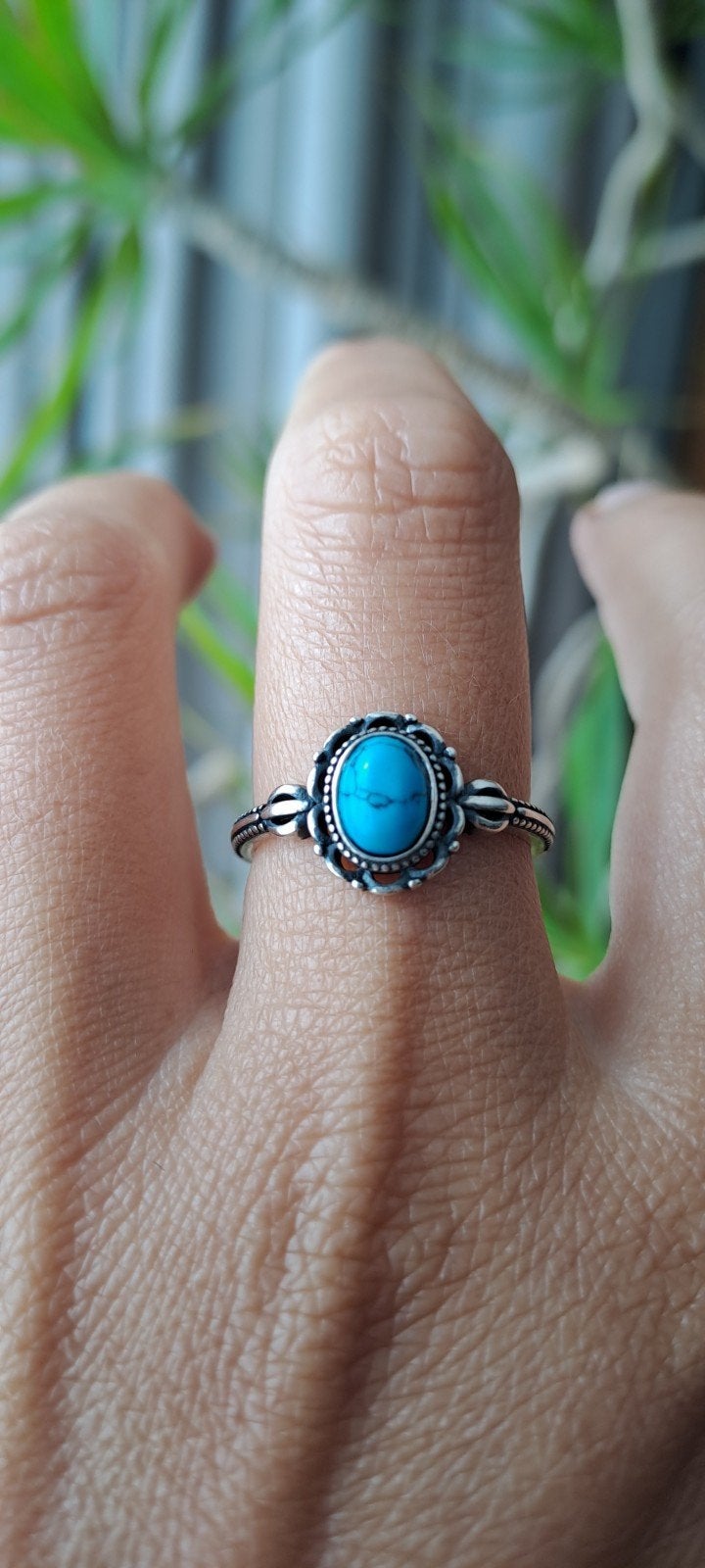 Zilveren ring met turquoise, maat 17., Sieraden, Tassen en Uiterlijk, Ringen, Ophalen of Verzenden, Zo goed als nieuw, 17 tot 18