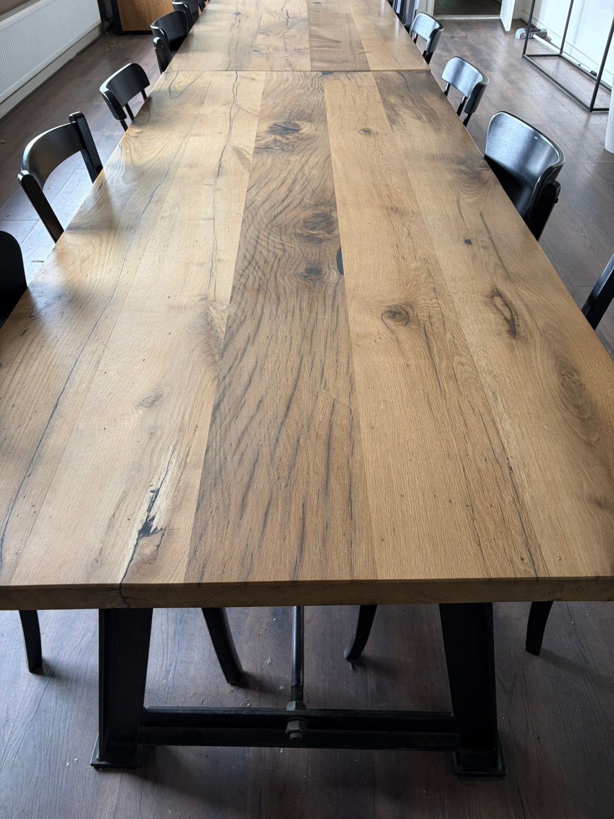 Oud eiken eettafel , oud eiken , barnwood eetafel, Huis en Inrichting, Tafels | Eettafels, 200 cm of meer, Zo goed als nieuw, Rechthoekig