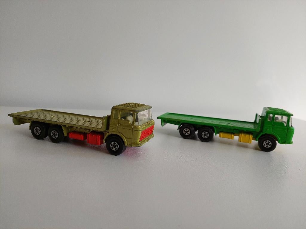 Vintage Matchbox K-13 / 20 DAF truck uit 1971 (2x), Hobby en Vrije tijd, Modelauto's | 1:50, Gebruikt, Bus of Vrachtwagen, Matchbox