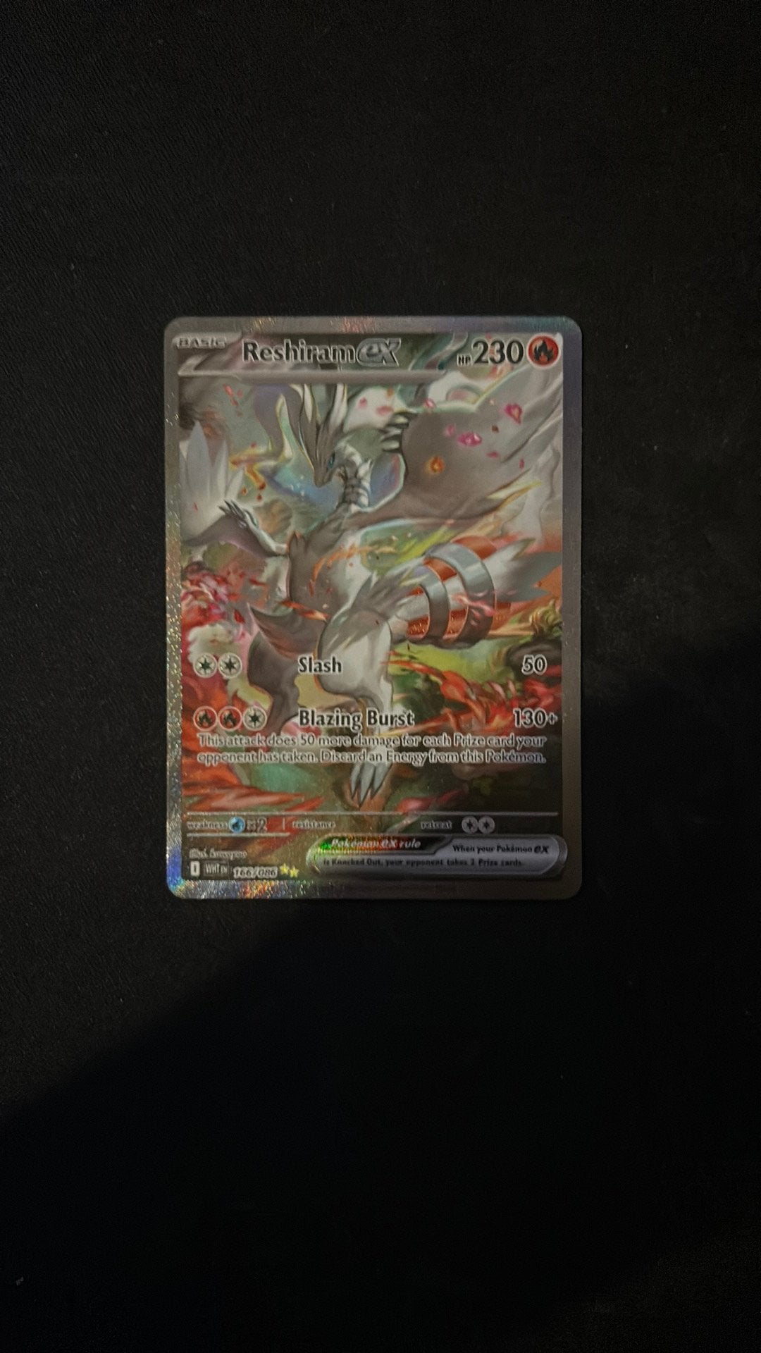 Reshiram ex 166 wht, Ophalen of Verzenden, Zo goed als nieuw
