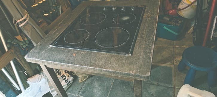 Kookplaat voor tuin of schuur, Ophalen, Inbouw, Gas, 4 kookzones